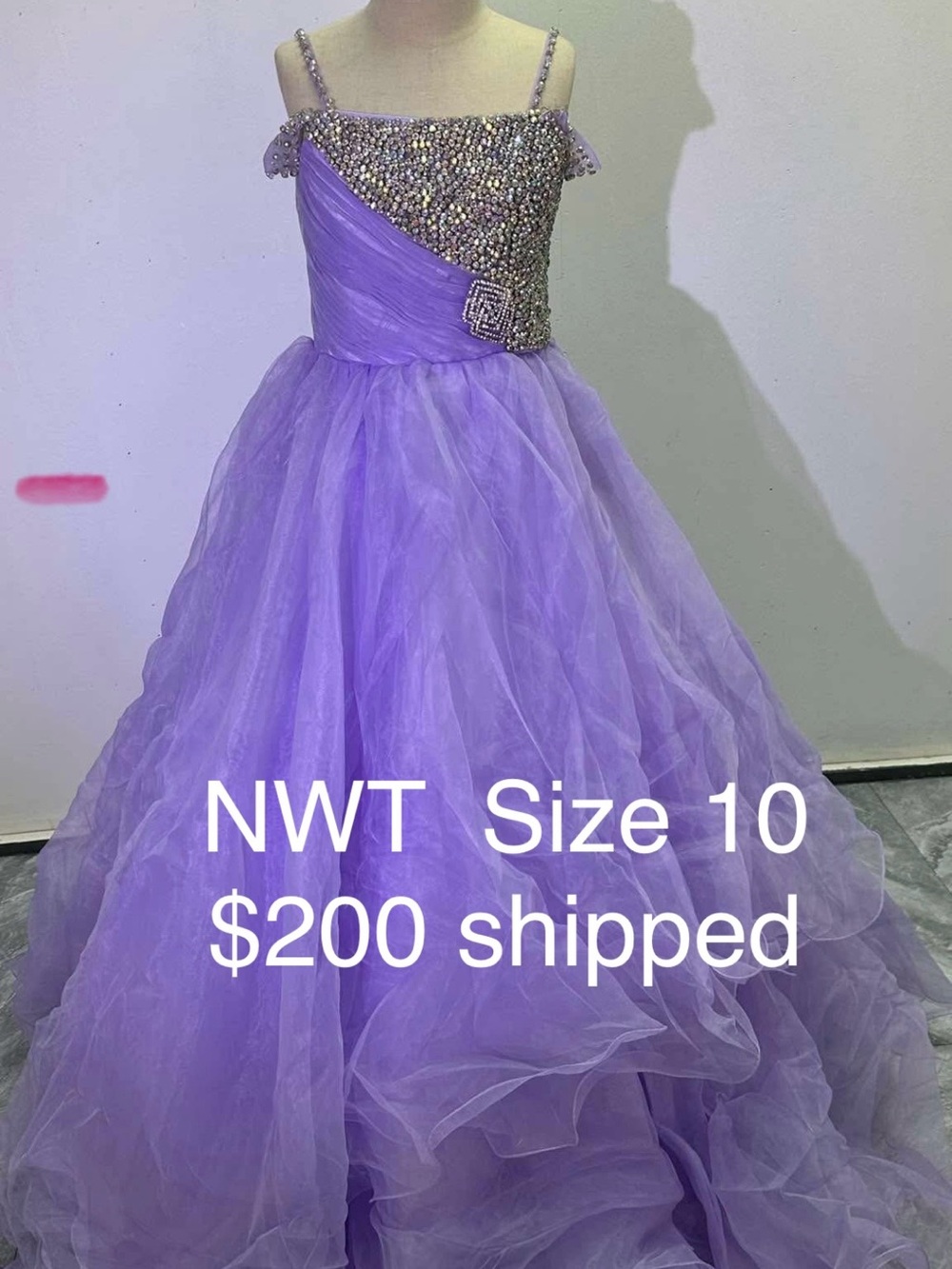 Lavender Beaded Tulle Formal Dress for Girls